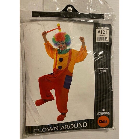 Child’s Small 4-6 Clown Jumpsuit Only Halloween Costume Circus Dress Up Cosplay - Picture 3 of 11